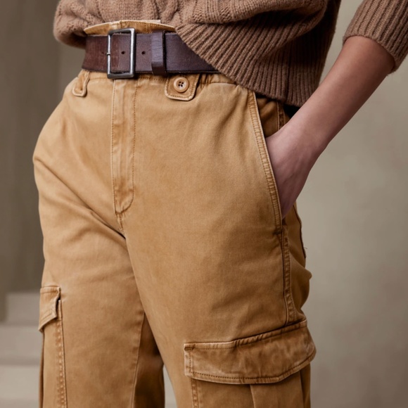 NWT Banana Republic Sierra Moleskin Cargo Pants, Cream/White, Petite 0-2 - Picture 4 of 10